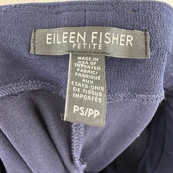 EILEEN FISHER Navy Blue Elastic Waist Mid Rise Casual Pull-On Lounge Pants Sz PS - Picture 6 of 6